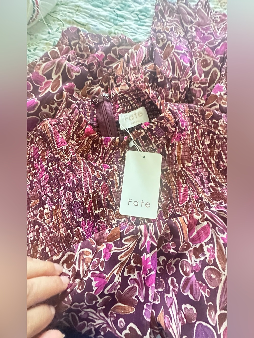 Fate Burgundy Red Floral Dress Size M. Color burgundy floral - Picture 8 of 10